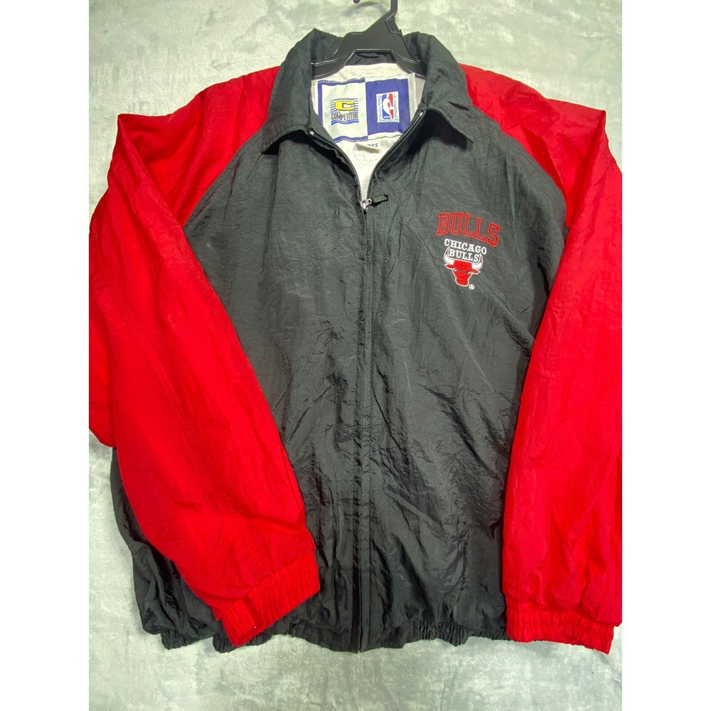 Vintage Chicago Bulls‎ Jacket Large Mens Two Tone Black Red NBA Competitor 90s